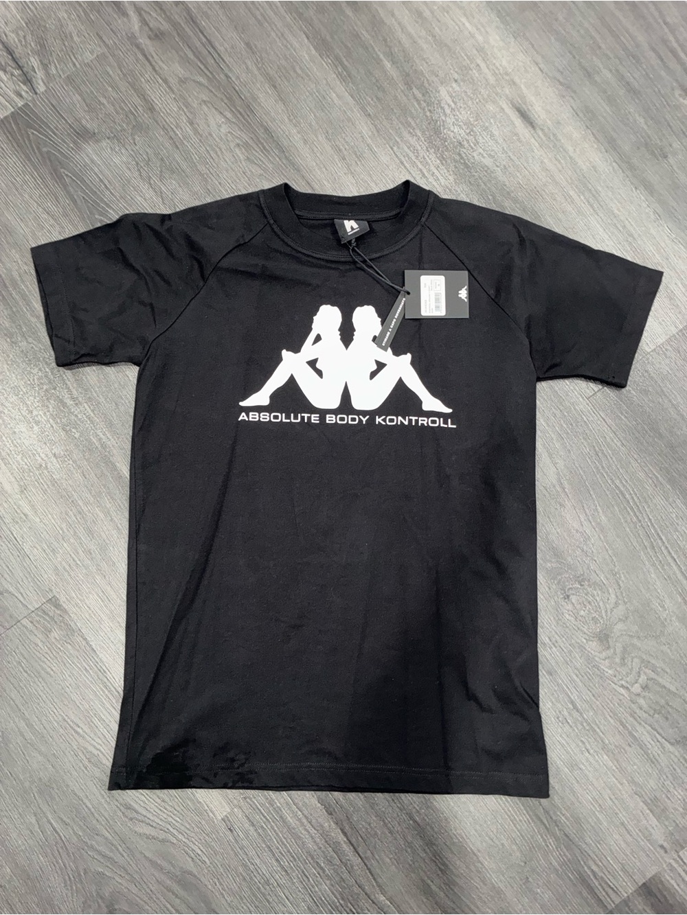Kappa Black Tee with White Logo Silhouette